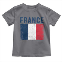 Vintage France Flag Distressed French Pride Patriotic Soccer Fan Graphic Toddler T Shirt
