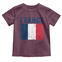Vintage France Flag Distressed French Pride Patriotic Soccer Fan Graphic Toddler T Shirt