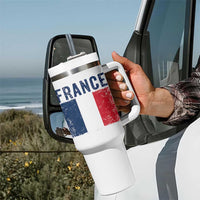 Vintage France Flag Distressed French Pride Patriotic Soccer Fan Graphic Tumbler With Handle