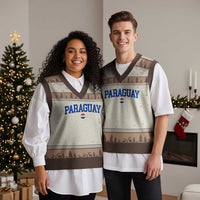 Paraguay Patriotic Flag V-Neck Knit Sweater Vest Soccer Fan Vintage Varsity Sports National Pride Graphic