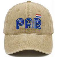 Vintage Paraguay Washed Cotton Baseball Cap Retro Typography Patriotic Paraguayan Pride Flag Graphic