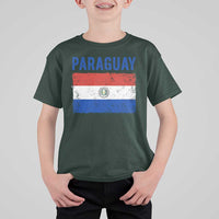 Vintage Paraguay Flag Distressed Paraguayan Pride Patriotic Soccer Fan Graphic T Shirt For Kid