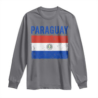 Vintage Paraguay Flag Distressed Paraguayan Pride Patriotic Soccer Fan Graphic Long Sleeve Shirt