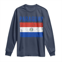 Vintage Paraguay Flag Distressed Paraguayan Pride Patriotic Soccer Fan Graphic Long Sleeve Shirt