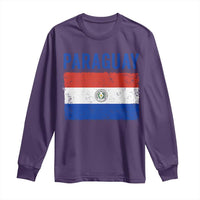 Vintage Paraguay Flag Distressed Paraguayan Pride Patriotic Soccer Fan Graphic Long Sleeve Shirt