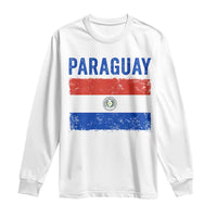 Vintage Paraguay Flag Distressed Paraguayan Pride Patriotic Soccer Fan Graphic Long Sleeve Shirt