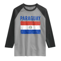 Vintage Paraguay Flag Distressed Paraguayan Pride Patriotic Soccer Fan Graphic Raglan Shirt
