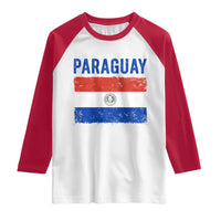 Vintage Paraguay Flag Distressed Paraguayan Pride Patriotic Soccer Fan Graphic Raglan Shirt