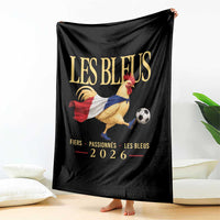 Les Bleus 2026 France Soccer Throw Blanket Rooster Wearing French Flag Patriotic Football Fan Graphic