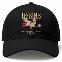 Les Bleus 2026 France Soccer Baseball Cap Rooster Wearing French Flag Patriotic Football Fan Graphic