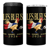 Les Bleus 2026 France Soccer 4 in 1 Can Cooler Tumbler Rooster Wearing French Flag Patriotic Football Fan Graphic