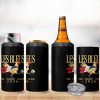 Les Bleus 2026 France Soccer 4 in 1 Can Cooler Tumbler Rooster Wearing French Flag Patriotic Football Fan Graphic