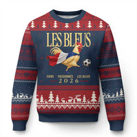 Les Bleus 2026 France Soccer Ugly Christmas Sweater Rooster Wearing French Flag Patriotic Football Fan Graphic