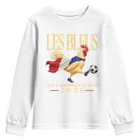 Les Bleus 2026 France Soccer Youth Sweatshirt Rooster Wearing French Flag Patriotic Football Fan Graphic