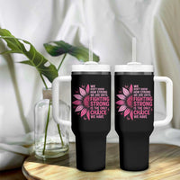 Breast Cancer Tumbler With Handle Pink Ribbon Being Strong Quote Support Gift - Wonder Print Shop