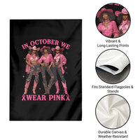In October We Wear Pink Garden Flag Breast Cancer Awareness Month Cowgirl Pink Ribbon - Wonder Print Shop