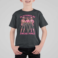 In October We Wear Pink T Shirt For Kid Breast Cancer Awareness Month Cowgirl Pink Ribbon - Wonder Print Shop