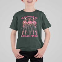 In October We Wear Pink T Shirt For Kid Breast Cancer Awareness Month Cowgirl Pink Ribbon - Wonder Print Shop