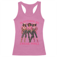 In October We Wear Pink Racerback Tank Top Breast Cancer Awareness Month Cowgirl Pink Ribbon - Wonder Print Shop