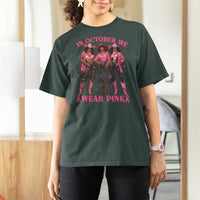 In October We Wear Pink T Shirt For Women Breast Cancer Awareness Month Cowgirl Pink Ribbon - Wonder Print Shop
