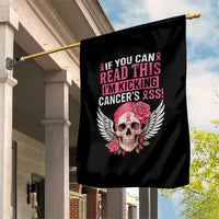 Funny Breast Cancer Survivor Garden Flag Im Kicking Cancers Ass Pink Ribbon Skull - Wonder Print Shop