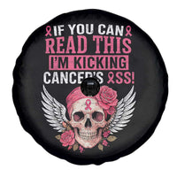Funny Breast Cancer Survivor Spare Tire Cover Im Kicking Cancers Ass Pink Ribbon Skull - Wonder Print Shop