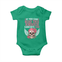 Funny Breast Cancer Survivor Baby Onesie Im Kicking Cancers Ass Pink Ribbon Skull - Wonder Print Shop
