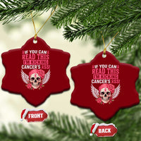 Funny Breast Cancer Survivor Ceramic Ornament Im Kicking Cancers Ass Pink Ribbon Skull - Wonder Print Shop