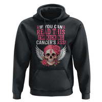 Funny Breast Cancer Survivor Hoodie Im Kicking Cancers Ass Pink Ribbon Skull - Wonder Print Shop