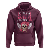 Funny Breast Cancer Survivor Hoodie Im Kicking Cancers Ass Pink Ribbon Skull - Wonder Print Shop