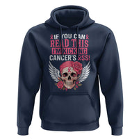 Funny Breast Cancer Survivor Hoodie Im Kicking Cancers Ass Pink Ribbon Skull - Wonder Print Shop