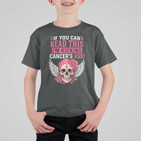 Funny Breast Cancer Survivor T Shirt For Kid Im Kicking Cancers Ass Pink Ribbon Skull - Wonder Print Shop