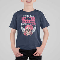 Funny Breast Cancer Survivor T Shirt For Kid Im Kicking Cancers Ass Pink Ribbon Skull - Wonder Print Shop
