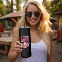 Funny Breast Cancer Survivor Skinny Tumbler Im Kicking Cancers Ass Pink Ribbon Skull - Wonder Print Shop