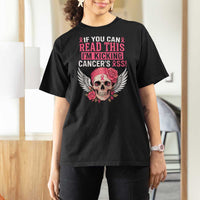 Funny Breast Cancer Survivor T Shirt For Women Im Kicking Cancers Ass Pink Ribbon Skull - Wonder Print Shop