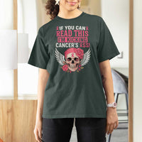 Funny Breast Cancer Survivor T Shirt For Women Im Kicking Cancers Ass Pink Ribbon Skull - Wonder Print Shop