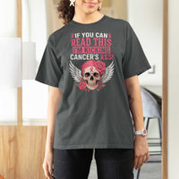 Funny Breast Cancer Survivor T Shirt For Women Im Kicking Cancers Ass Pink Ribbon Skull - Wonder Print Shop