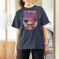 Funny Breast Cancer Survivor T Shirt For Women Im Kicking Cancers Ass Pink Ribbon Skull - Wonder Print Shop