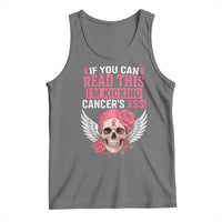 Funny Breast Cancer Survivor Tank Top Im Kicking Cancers Ass Pink Ribbon Skull - Wonder Print Shop