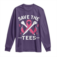 Breast Cancer Awareness Pink Ribbon Golf Long Sleeve Shirt Funny Save The Tees - Wonder Print Shop