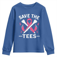 Breast Cancer Awareness Pink Ribbon Golf Youth Sweatshirt Funny Save The Tees - Wonder Print Shop