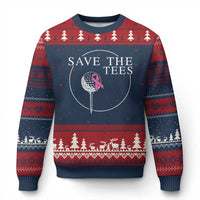 Breast Cancer Awareness Golf Ugly Christmas Sweater Pink Ribbon Save The Tees Fundraiser Team - Wonder Print Shop