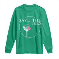 Breast Cancer Awareness Golf Long Sleeve Shirt Pink Ribbon Save The Tees Fundraiser Team - Wonder Print Shop