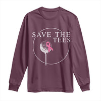 Breast Cancer Awareness Golf Long Sleeve Shirt Pink Ribbon Save The Tees Fundraiser Team - Wonder Print Shop