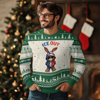 Cool Bunny Ice Out Ugly Christmas Sweater Puerto Rican Flag Hoodie Outfit Vibes Boricua