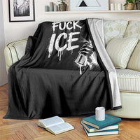 Fck Ice Throw Blanket Vintage Graffiti No Human is Illegal