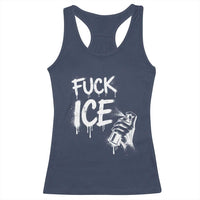 Fck Ice Racerback Tank Top Vintage Graffiti No Human is Illegal