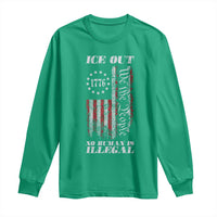 Ice Out No Human Is Illegal Long Sleeve Shirt Vintage Old 1776 US Flag