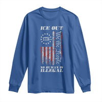 Ice Out No Human Is Illegal Long Sleeve Shirt Vintage Old 1776 US Flag