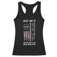 Ice Out No Human Is Illegal Racerback Tank Top Vintage Old 1776 US Flag